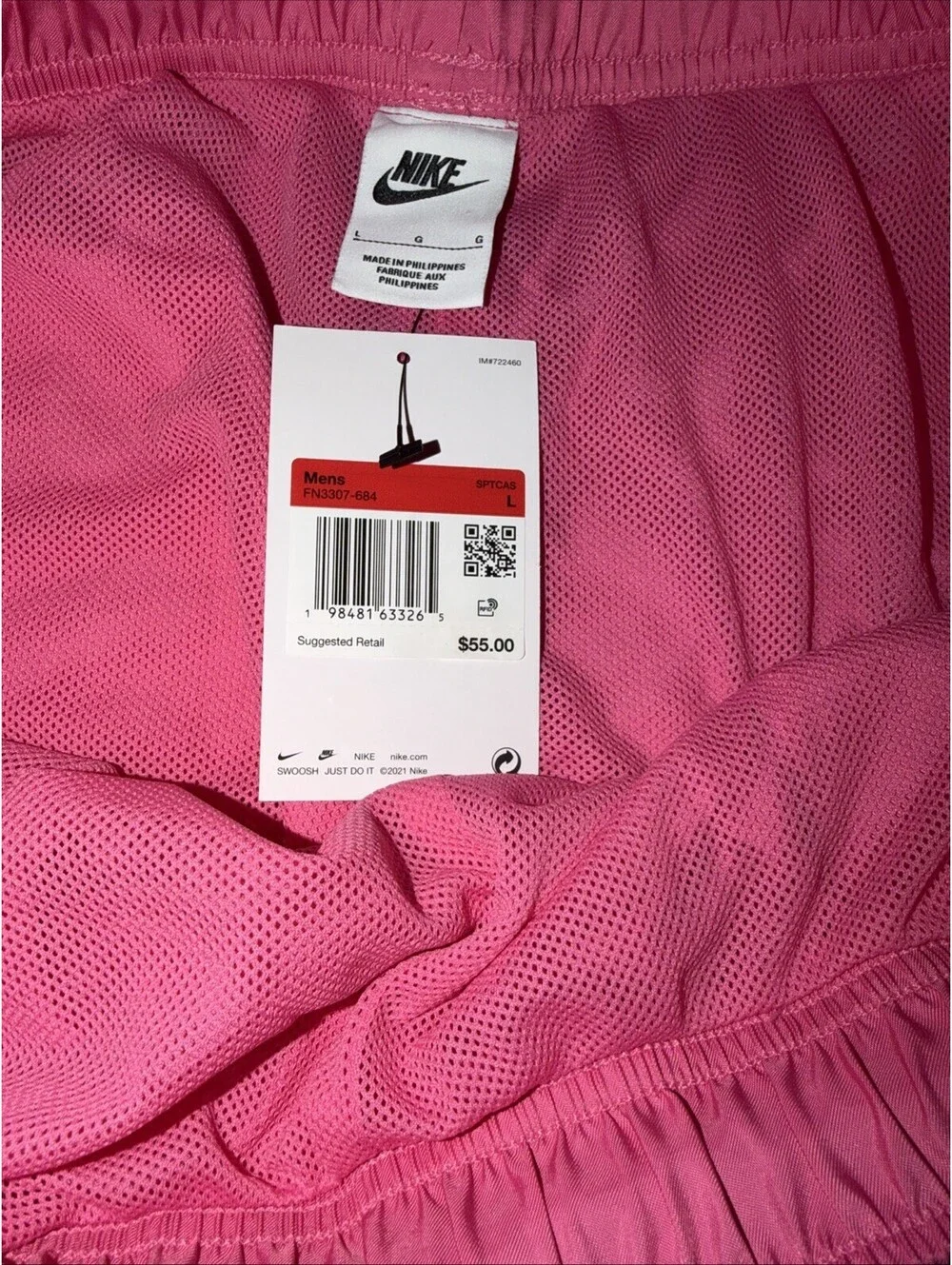 Nike Club Flow Men Large Woven Lined Shorts Pinksicle/White FN3307-684 New